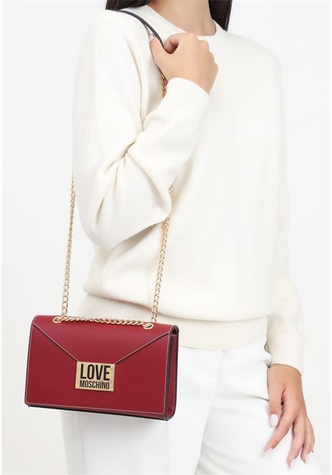 Enjoy the little things wine-colored shoulder bag for women LOVE MOSCHINO | JC4073PP1LLG155A